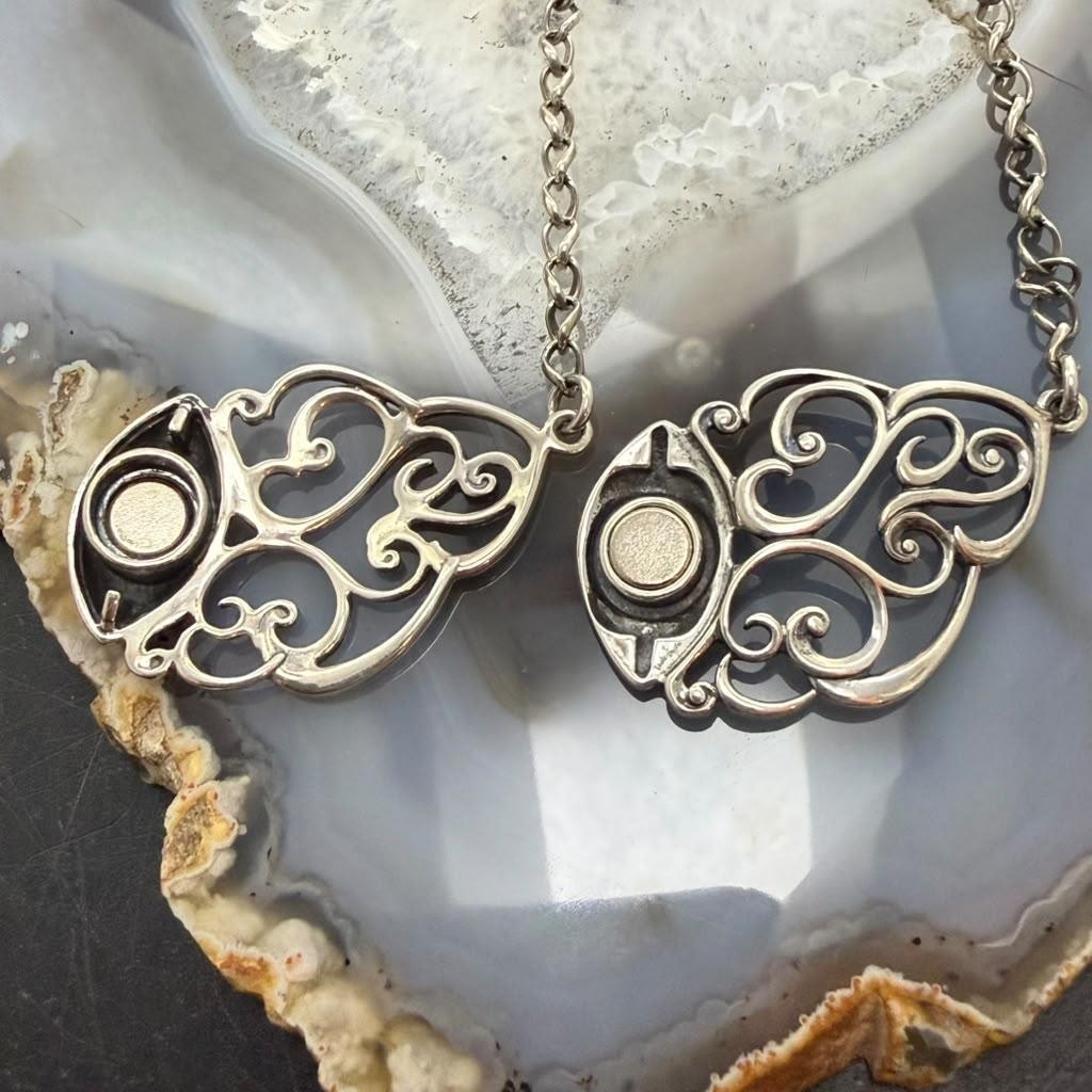 Carolyn Pollack Sterling Silver Swirl Magnetic Pendant Clasp 19" Necklace For Women.