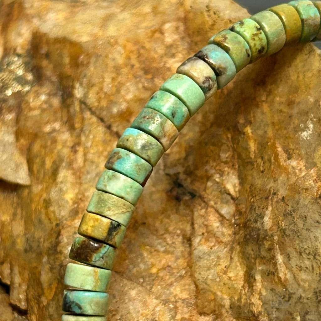 Sterling Silver Turquoise Disk Beads 7.5" Bracelet For Women