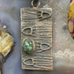 Wilson Dawes Sterling Silver Green Kingman Turquoise Rectangle Tufa Cast Pendant