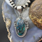 Sterling Silver Southwestern Style Oval Chrysocolla Decorated Pendant For Women