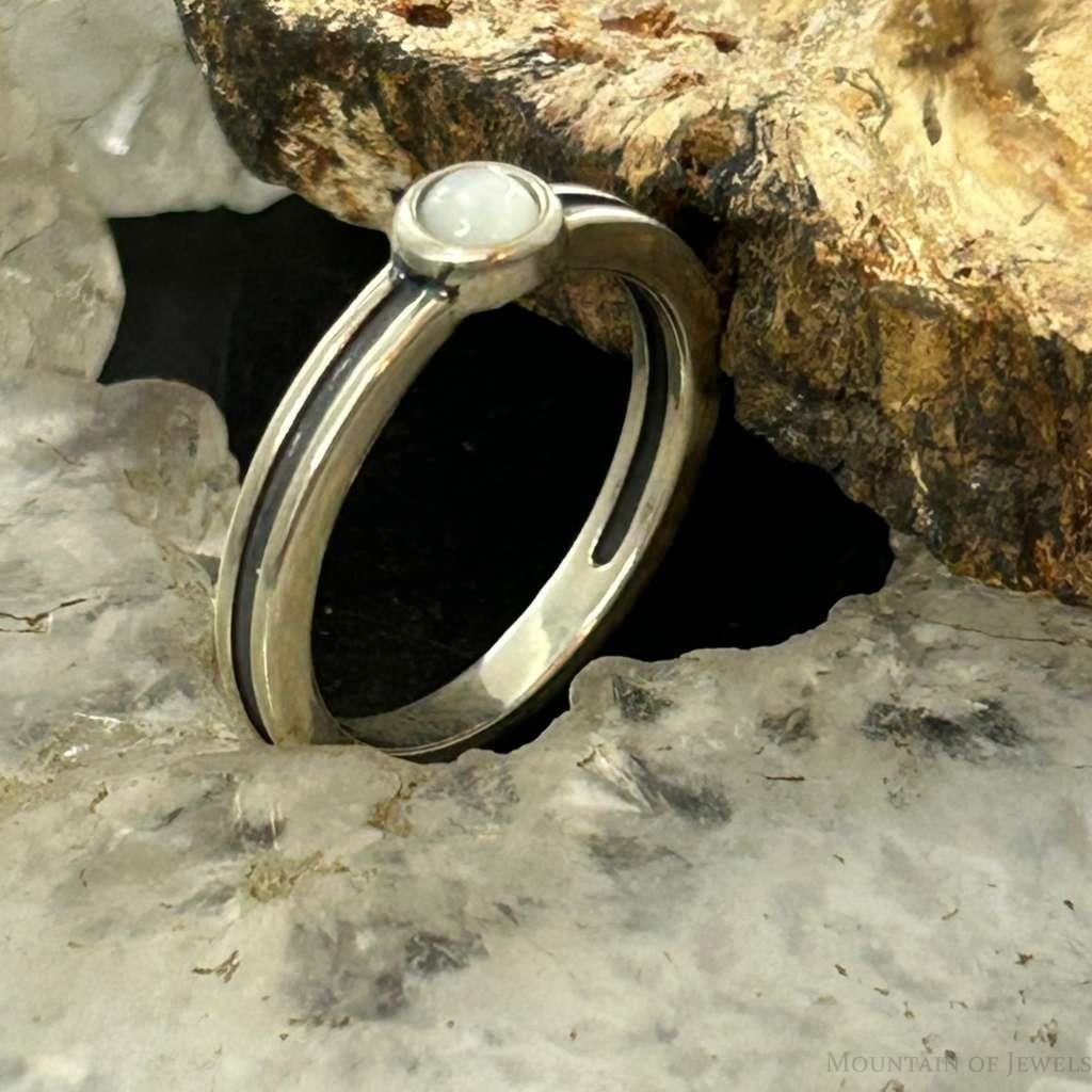 Carolyn Pollack Sterling Silver Rounded Moonstone Slim Ring For Women