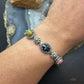 Carolyn Pollack Sterling Silver 7 Oval Multi-Stone Decorated 8" Link Bracelet For Women