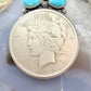Genuine 1923 90% Peace Silver Dollar Coin Teardrop Turquoise Decorated Pendant