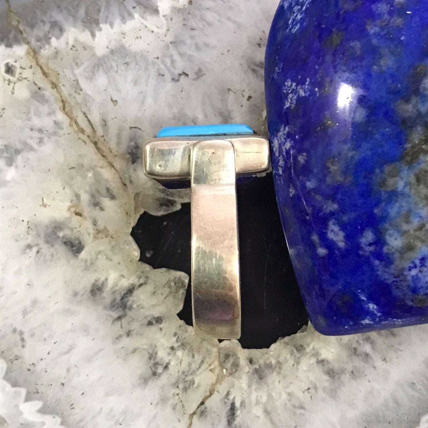 Christin Wolf Vintage Sterling Silver Lapis Turquoise Reversible Ring Size 9.75 For Women