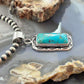 Native American Sterling Silver Rectangle Turquoise Decorated Pendant For Women