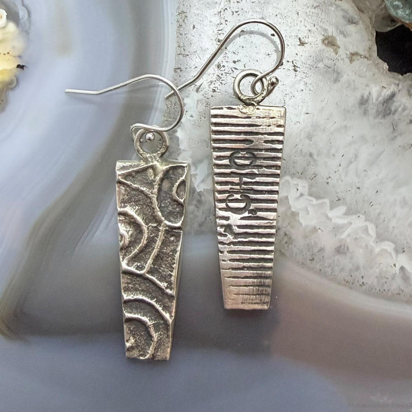 Cheyenne Custer Native American Sterling Silver Trapeze Tufa Cast Dangle Earrings For Women