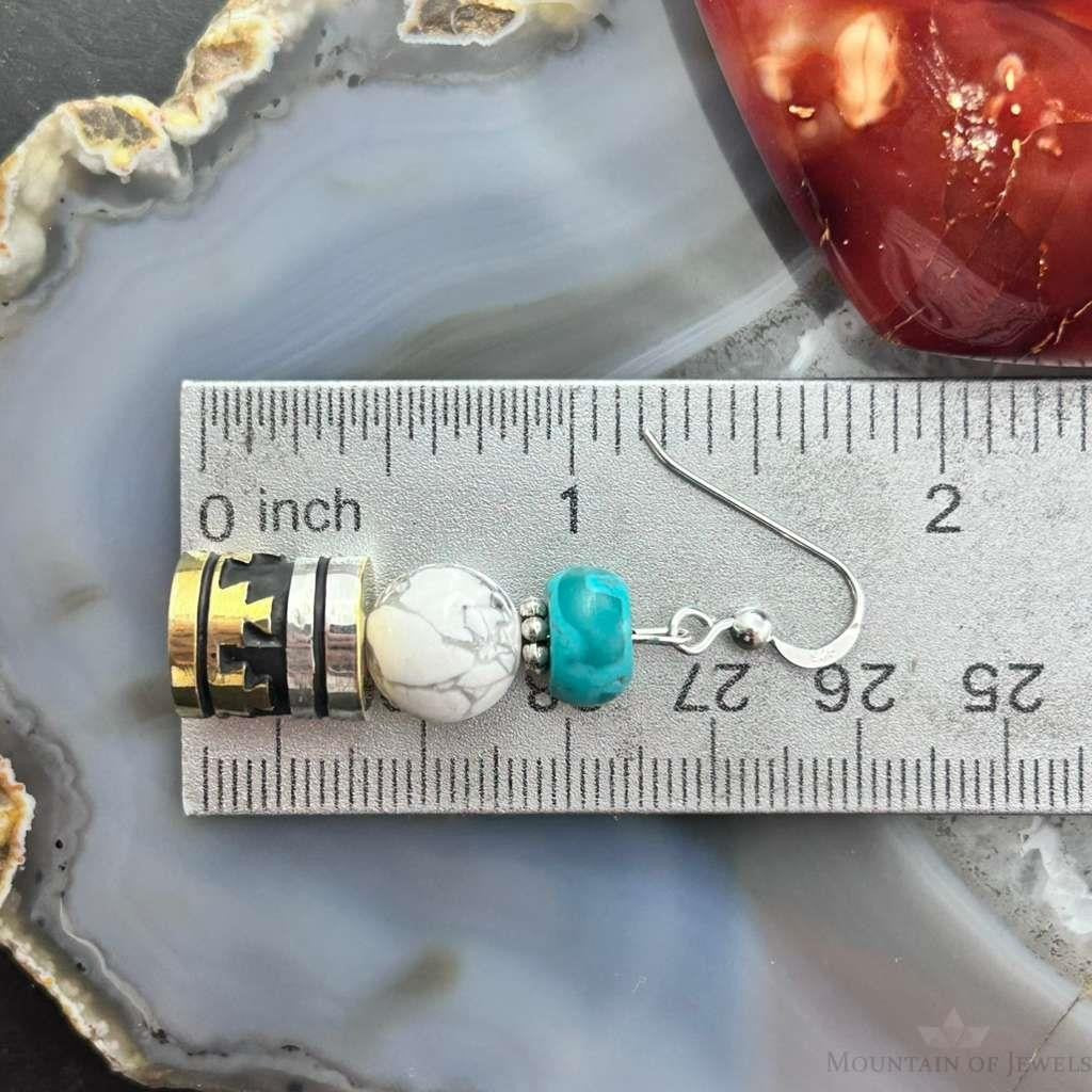 Tommy & Rosita Singer Sterling Silver Turquoise,Howlite Beads Dangle Earrings For Women