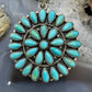 Sterling Silver Southwestern Style Teardrop Turquoise Round Cluster Pendant For Women