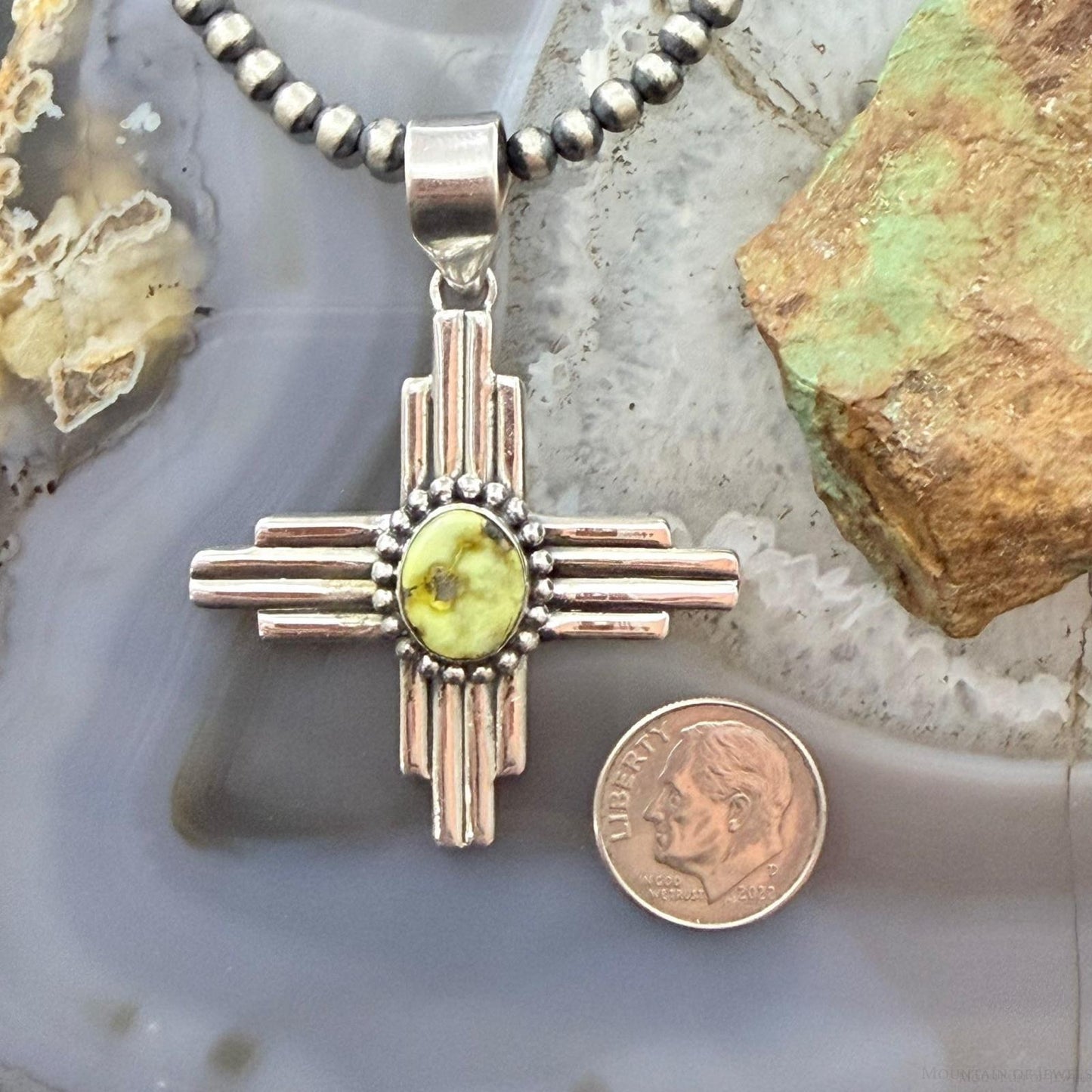 Sterling Silver Southwestern Style Oval Palamino Unisex Zia Pendant