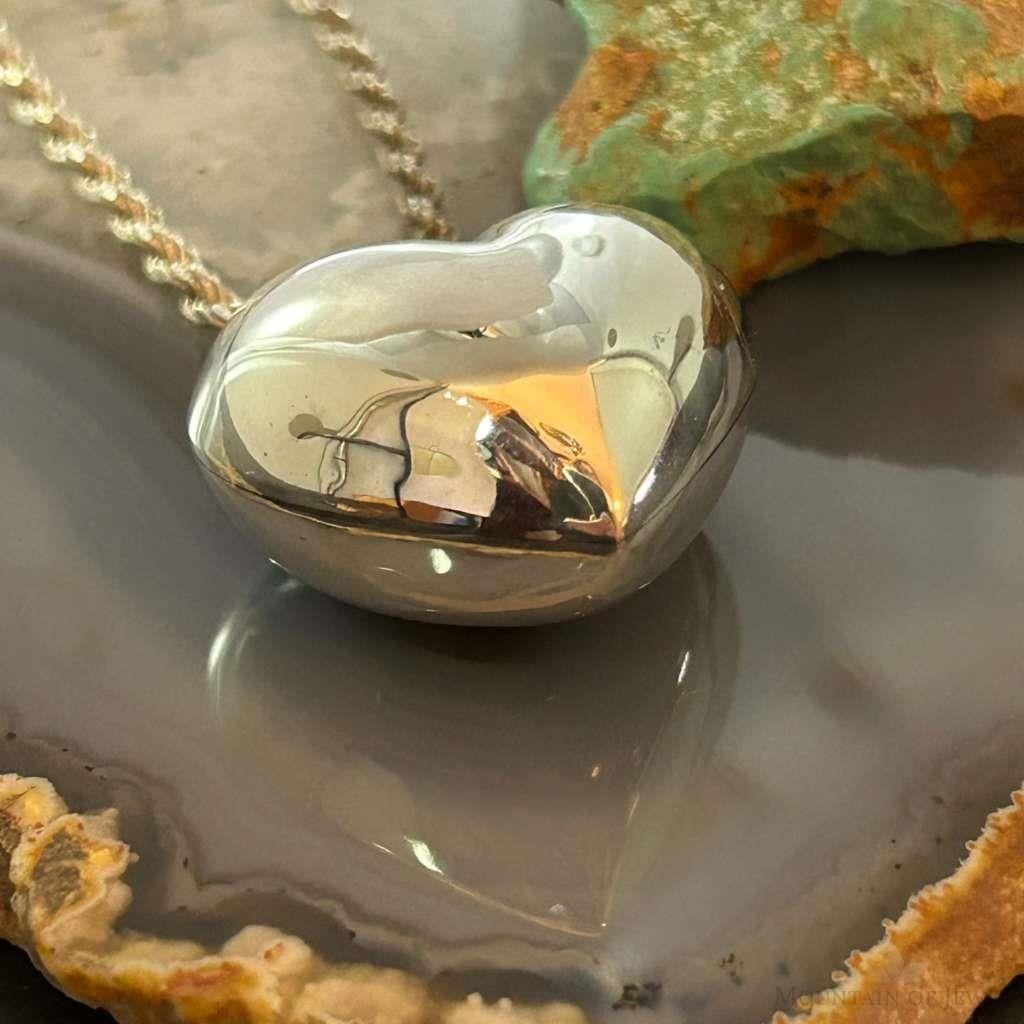 Sterling Silver Puff Heart Pendant For Women