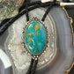 Sterling Silver Southwestern Style Large Oval Turquoise Decorated Bolo Tie For Men