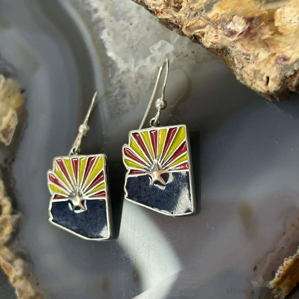 Carolyn Pollack Sterling Silver Arizona Enamel Double Sided Dangle Earrings For Women
