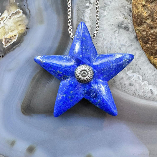 Carolyn Pollack Sterling Silver Large Lapis Star Pendant With Chain Necklace