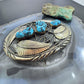 Vintage Gilbert A. Native American Sterling Turquoise Belt Buckle For Men