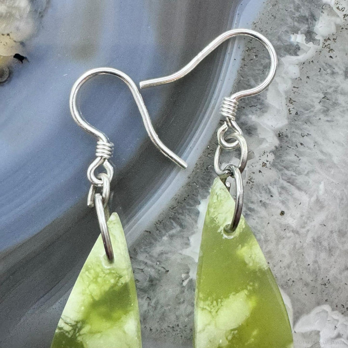 Sterling Silver Half-moon Shape Vesuvianite Slab Dangle Earrings For Women #234