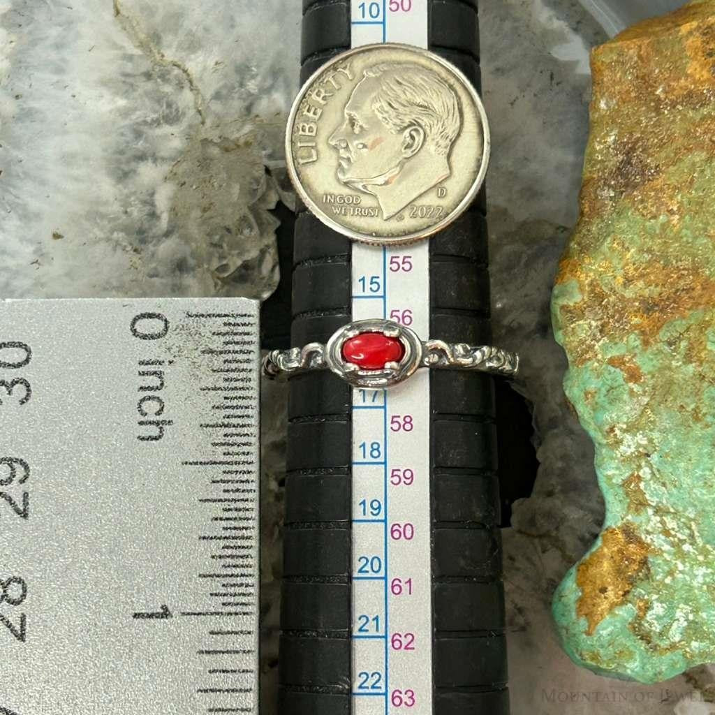 Carolyn Pollack Sterling Silver Oval Red Jasper Decorated Slim Ring For Women