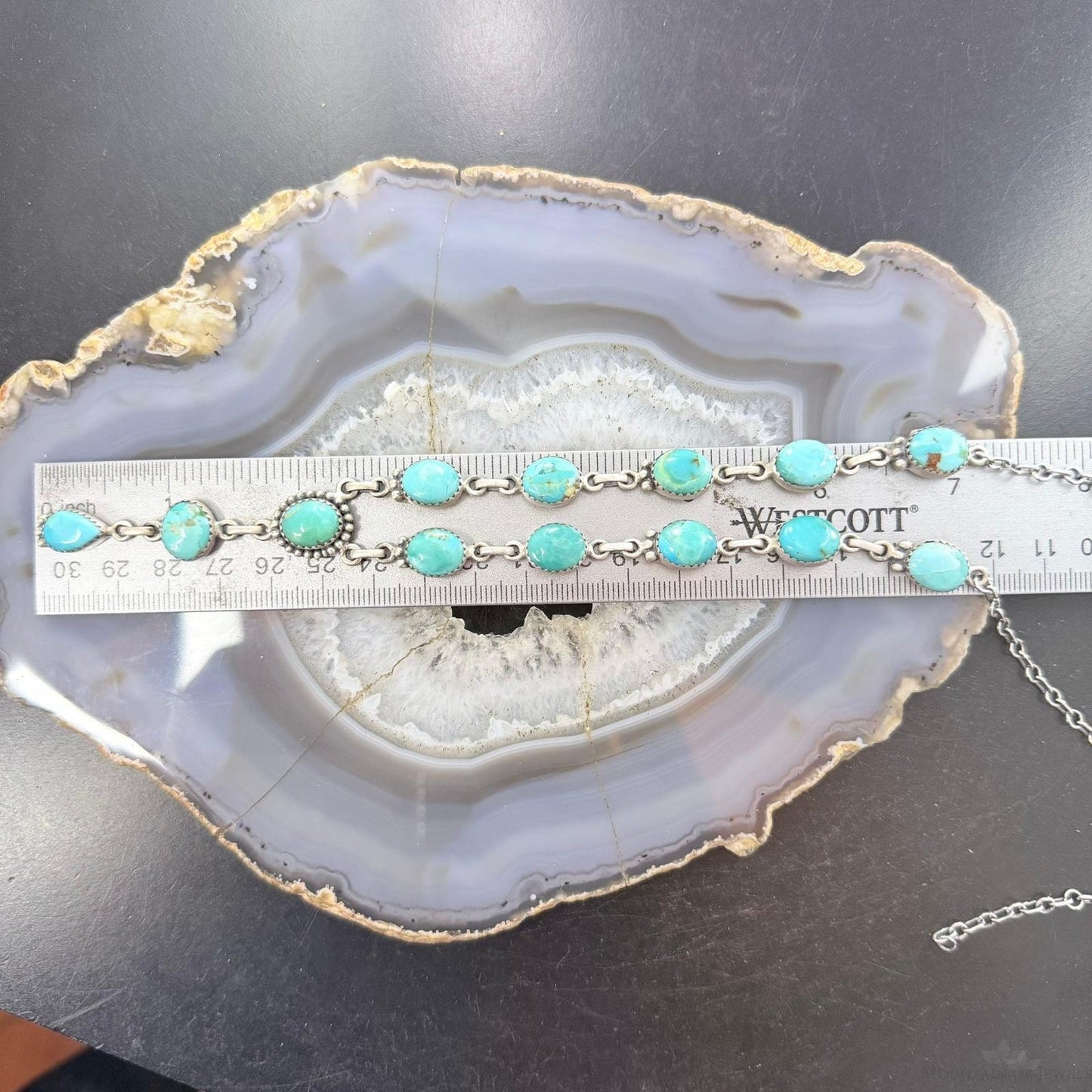 Sterling Silver Southwestern Style Mohave Turquoise Lariat 18"-20" Necklace For Women