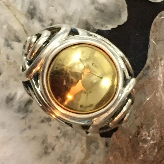 Carolyn Pollack Southwestern Style Sterling/Brass Decorated Dome Ring For Women