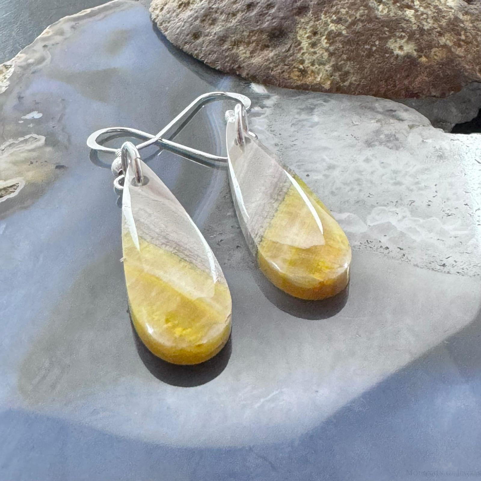 Sterling Silver Teardrop Bumblebee Jasper Slab Dangle Earrings For store Women #14