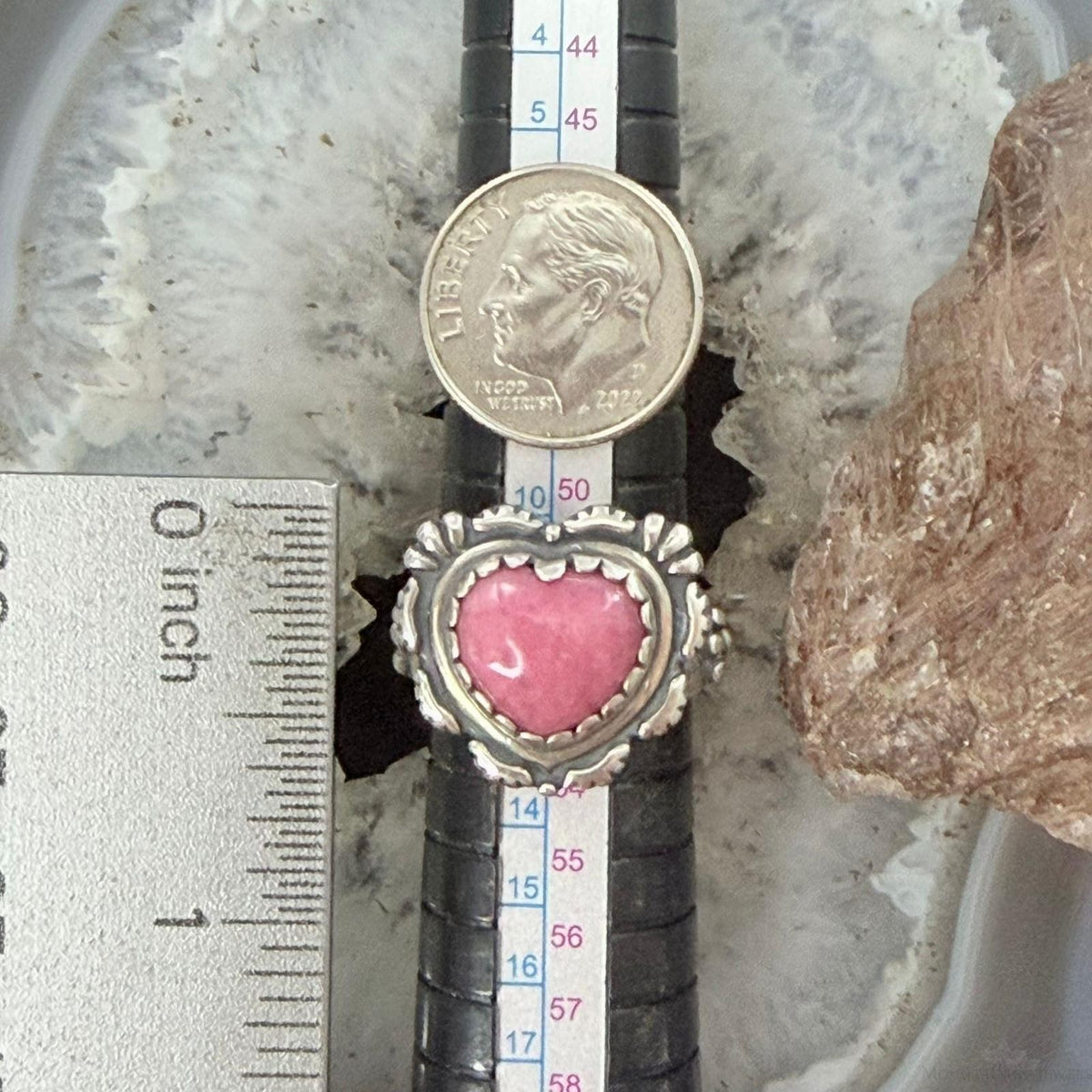Carolyn Pollack Sterling Silver Rhodonite Decorated Heart Ring For Women