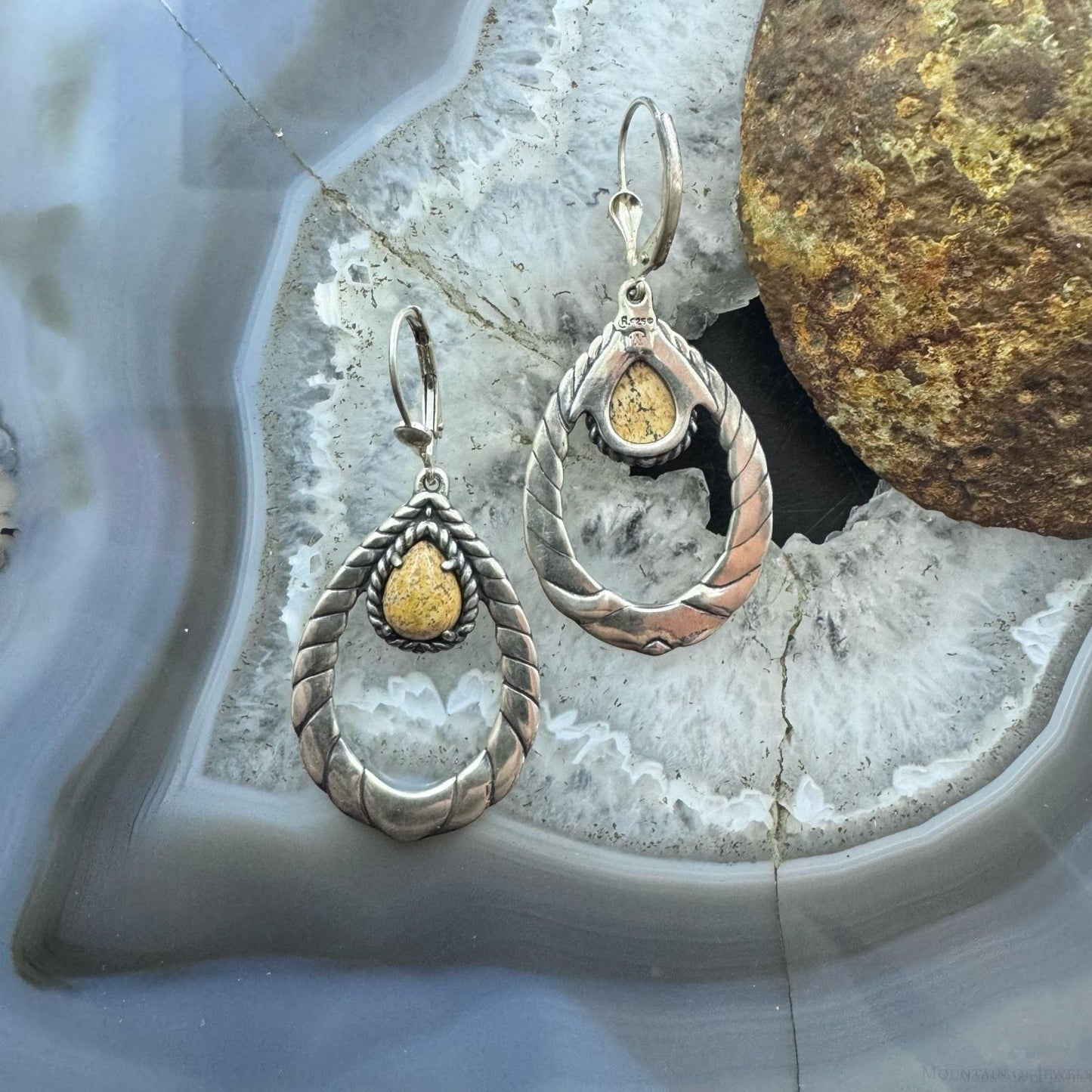 Carolyn Pollack Southwestern Style Sterling Silver Picture Jasper Dangle Earrings For Women