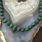 Sterling Silver 8mm Ruby Zoisite Beads 18" Necklace For Women