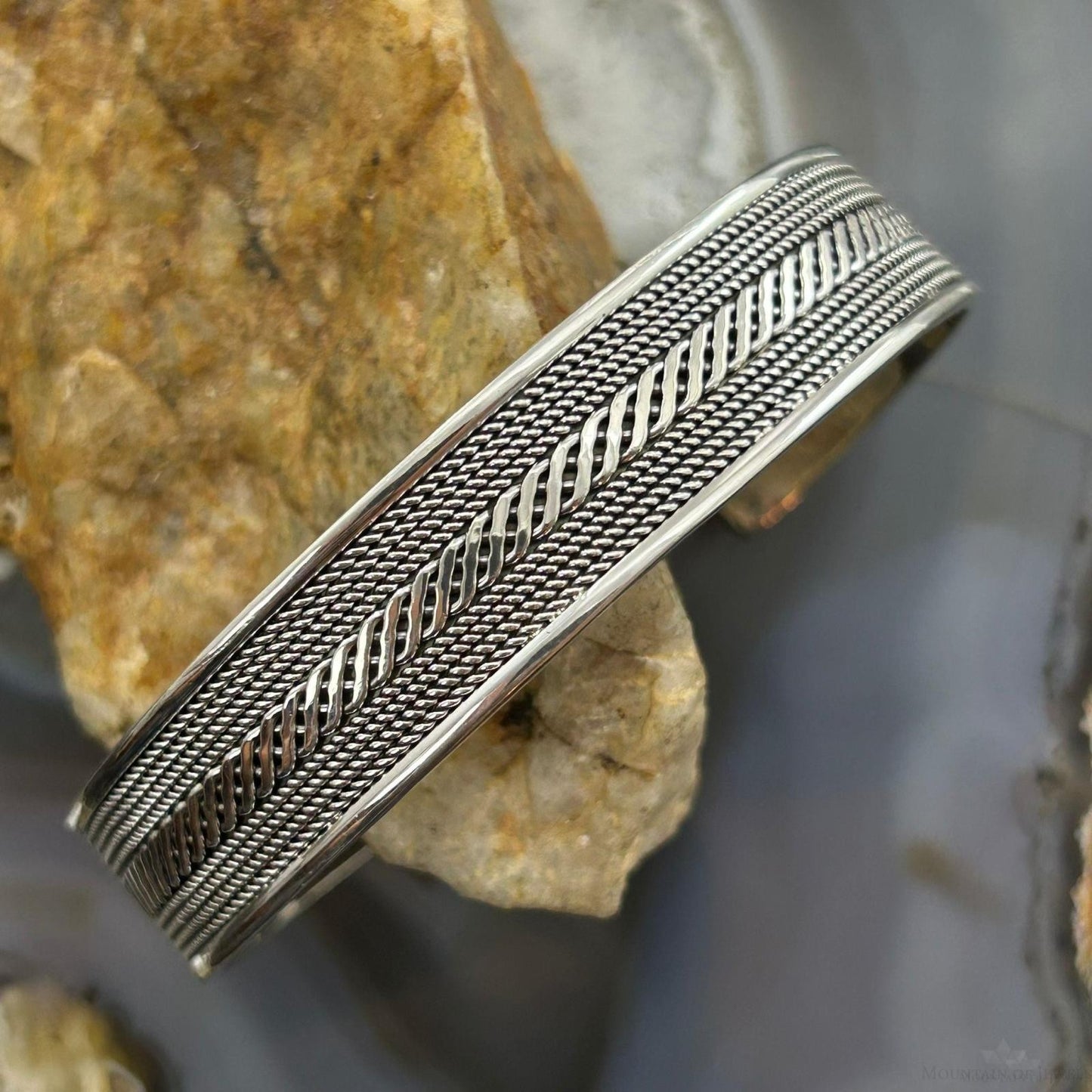 Sterling Silver Flexible & Adjutable Woven Decorated Fashion Bracelet For Women