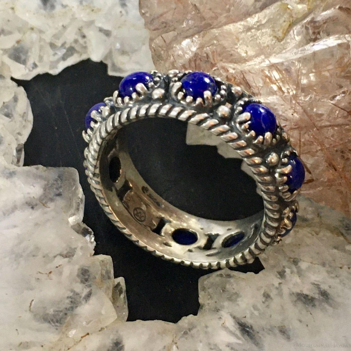 Carolyn Pollack Sterling Silver Lapis Lazuli Eternity Band Ring Size 8 For Women