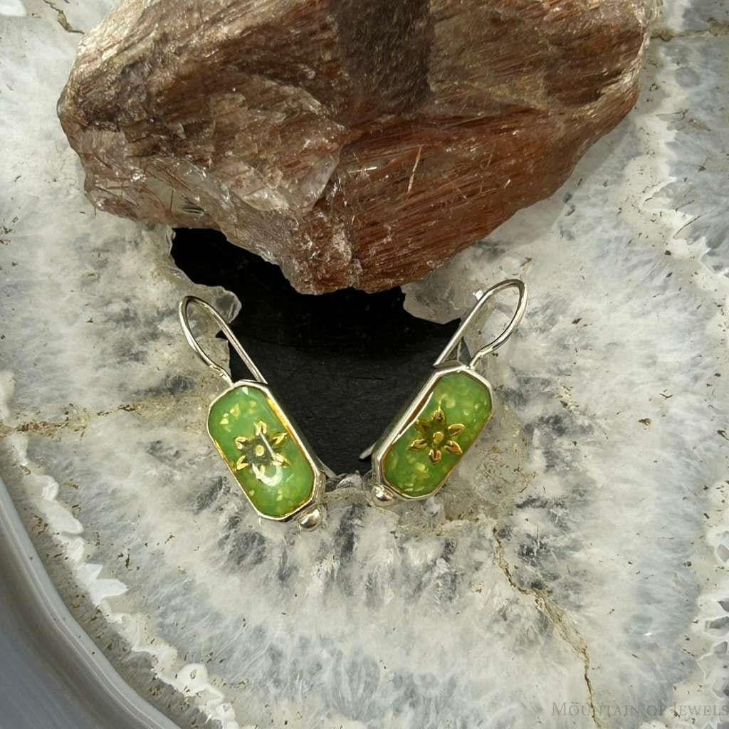 Carolyn Pollack Sterling Silver Green Turquoise Chip Dangle Earrings For Women