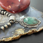 Sterling Silver Southwestern Style Oval Emerald Decorated Pendant For Women