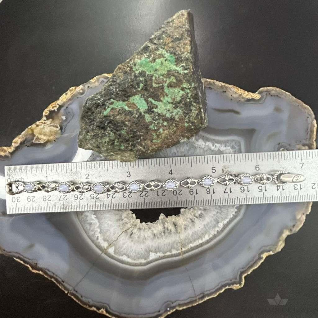 Carolyn Pollack Sterling Silver Oval Blue Lace Agate Link Bracelet For Women