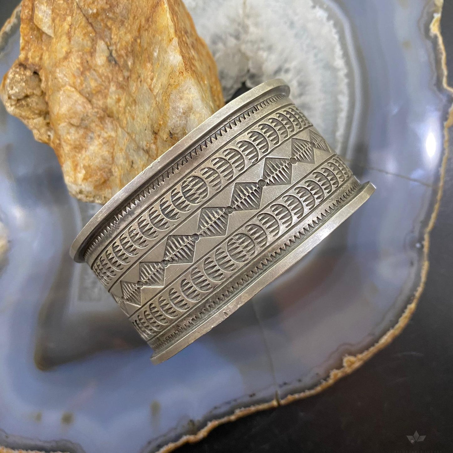 Willie Vintage Native American Sterling Stamped Heavy Gauge Bracelet For Women