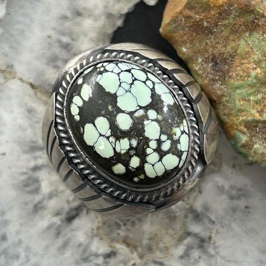 Native American Sterling Silver Oval Turquoise w/Matrix Shield Ring Size 9.5 For Men
