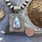 Native American Sterling Silver Teardrop Golden Hill Turquoise Decorated Pendant