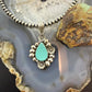 Sterling Silver Southwestern Style Teardrop Turquoise Decorated Pendant For Women