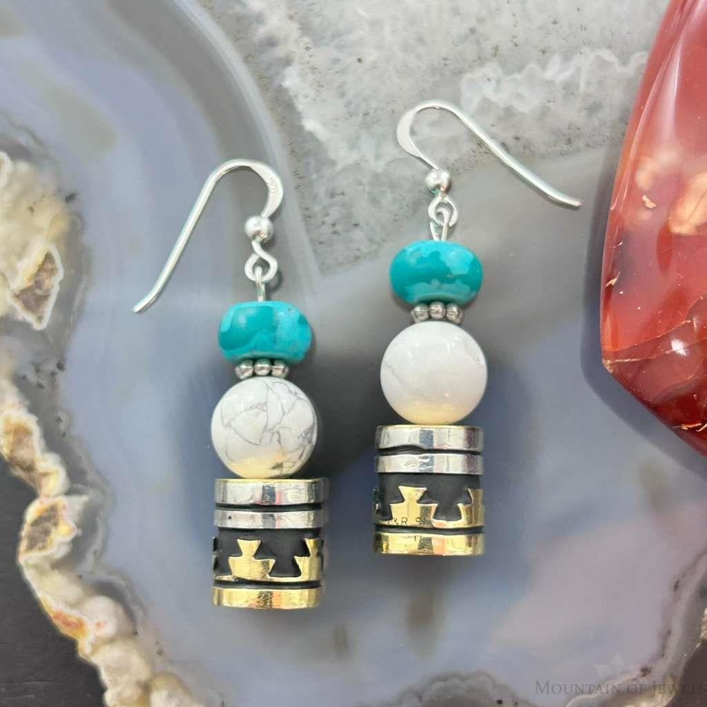 Tommy & Rosita Singer Sterling Silver Turquoise,Howlite Beads Dangle Earrings For Women