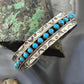 Jason & Pearl Ukestine Native American Sterling Silver Turquoise Single Row Bracelet For Women