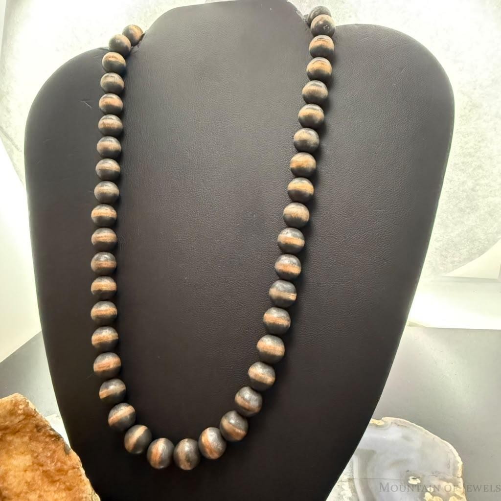 Copper 10 mm Navajo Pearl Beads Length 18"-22" Necklace For Women