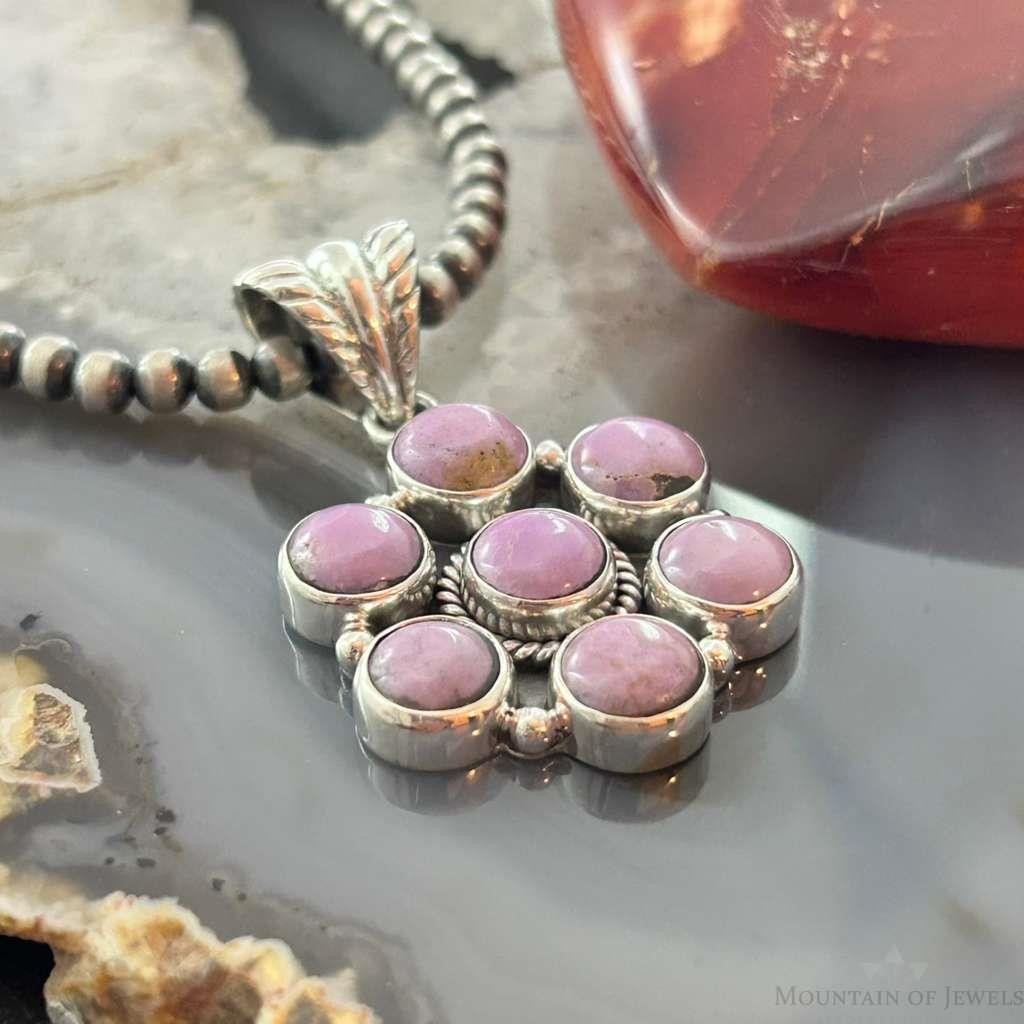 Native American Sterling Silver Phosphosiderite Decorated Cluster Pendant For Women