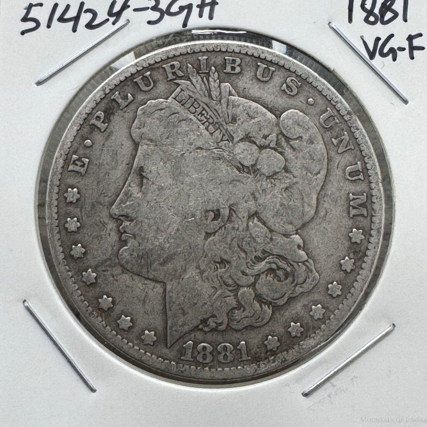 1881 US 90% Morgan Silver Dollar VG-G #51424-3GH