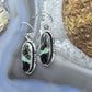 Native American Sterling Silver Oval Blackjack Dangle Earrings For Women