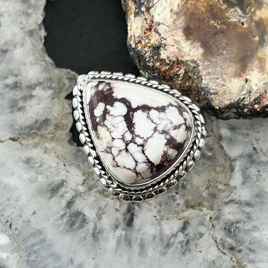 Sterling Silver Southwestern Style Teardrop Wild Horse Decorated Ring Size 7 For Women