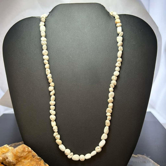 Sterling Silver Natural Wild Horse Beads 22" Necklace For Women