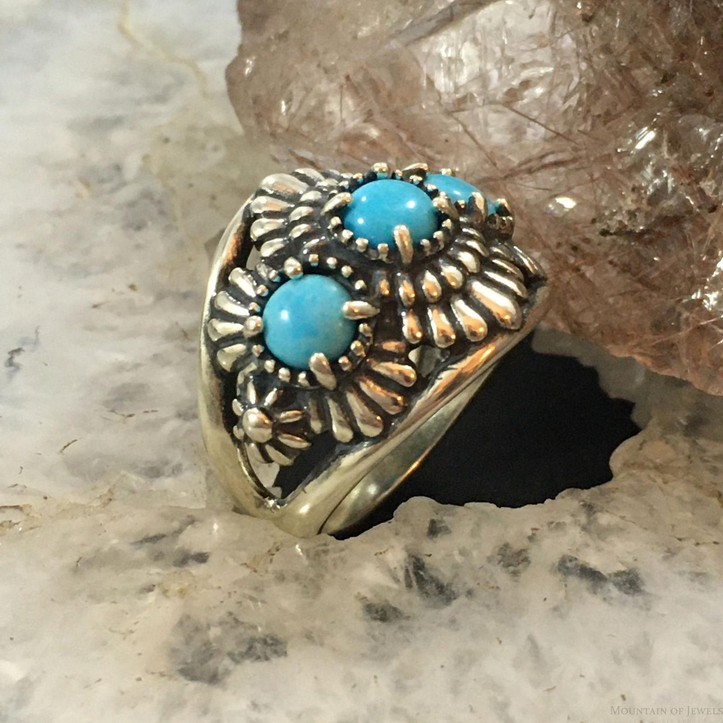 Carolyn Pollack Vintage Southwestern Style Sterling Silver Sleeping Beauty Turquoise Ring For Women