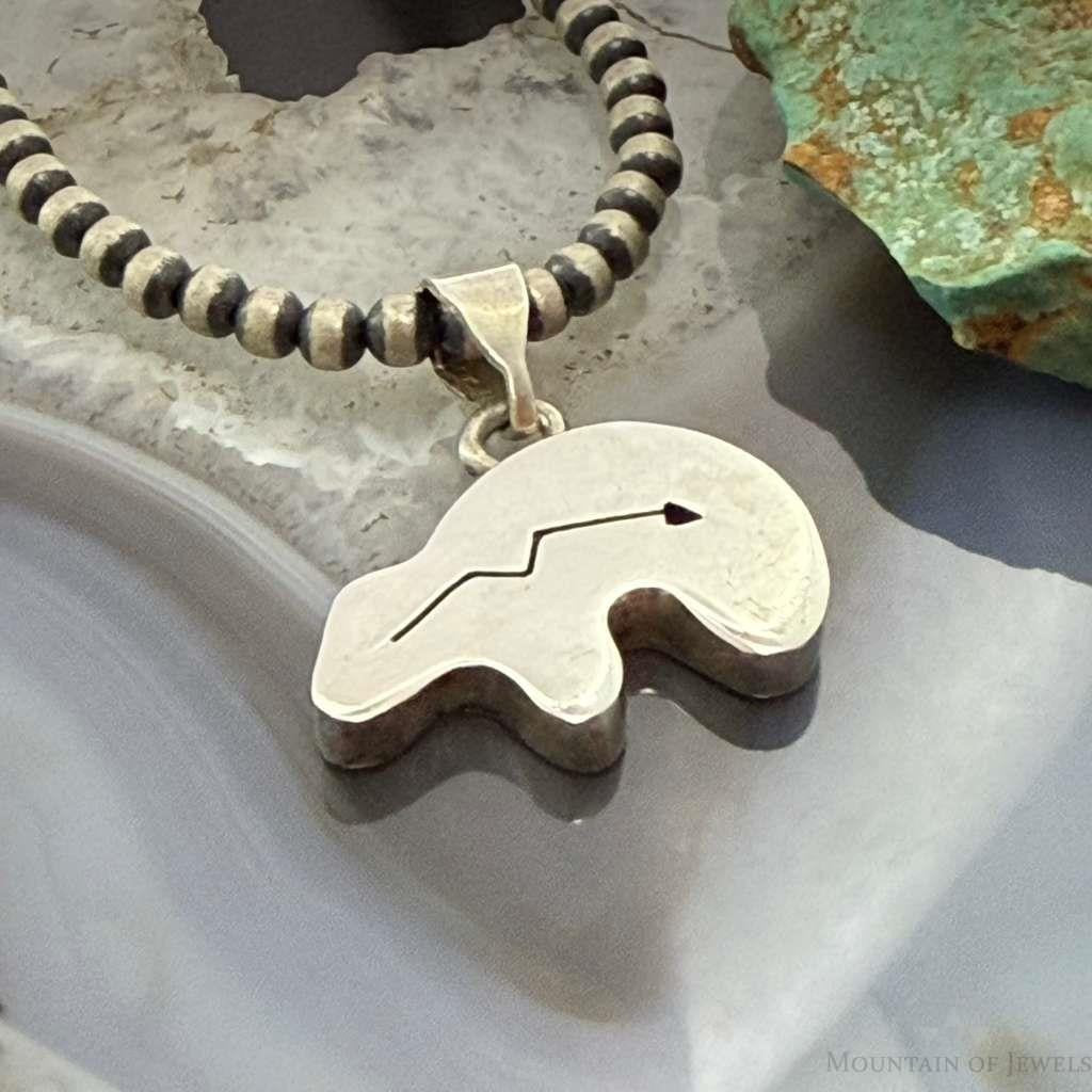 Vintage Native American Silver Fetish Bear Pendant For Women
