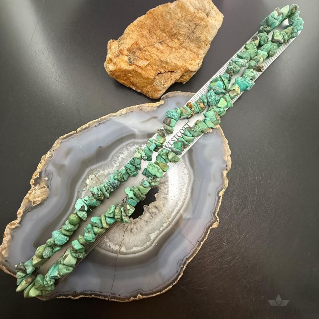 Vintage Native American Rough Turquoise 24" Necklace For Women