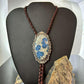 Sterling  Silver Southwestern Style Large Oval K2 Jasper Decorated Bolo Tie For Men