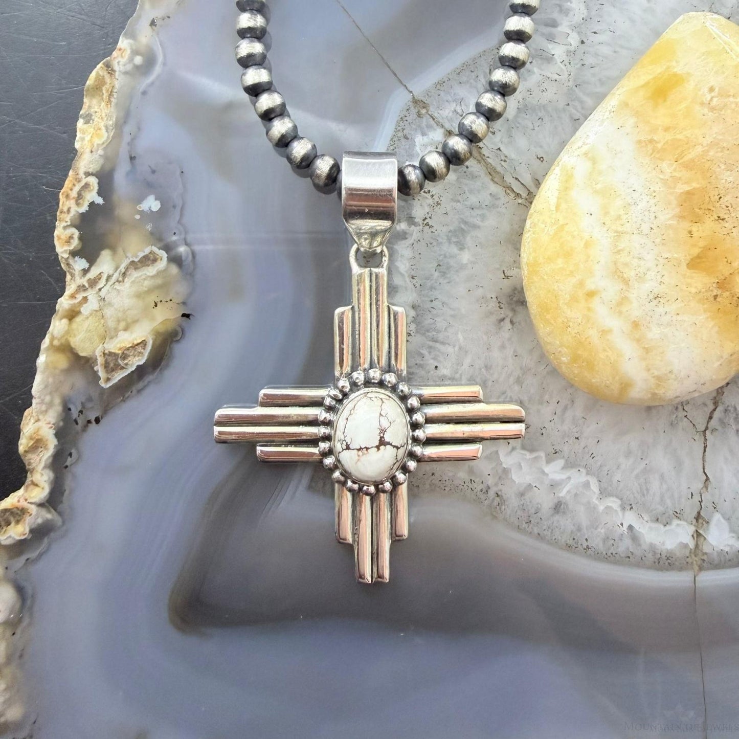 Sterling Silver Southwestern Style Oval Wild Horse Unisex Zia Pendant