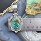 Sterling Silver Southwestern Style Oval Turquoise Decorated Pendant For Women
