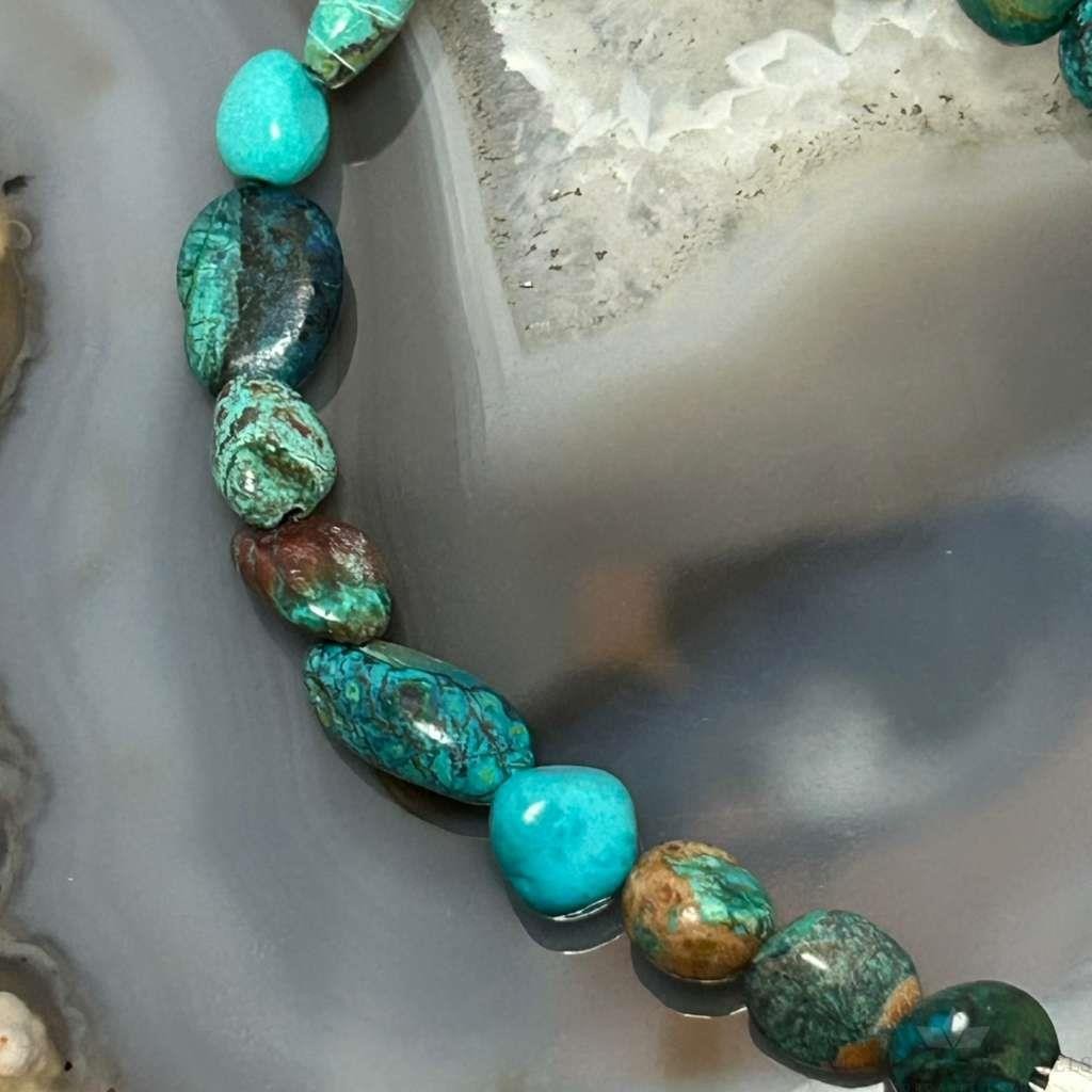Sterling Silver Natural Turquoise Beads 7" Bracelet For Women #1